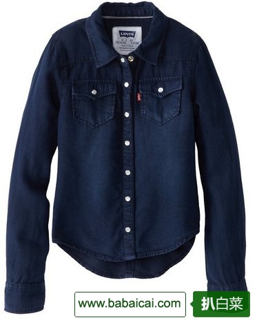 白菜1件！ Levi’s李维斯 7-16岁女孩牛仔衬衫特价$14.40