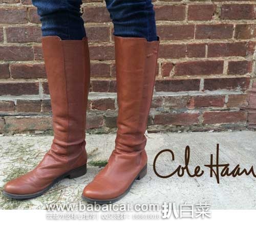 Cole Haan 可汗 女士及膝牛皮长靴，原价$347.5，现3.1折售价$109.31