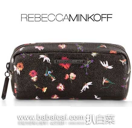 Rebecca Minkoff 瑞贝卡·明可弗 Rhea 真皮长款印花化妆包(原价$65，现7.5折$48.75)，公码8折后实付$39