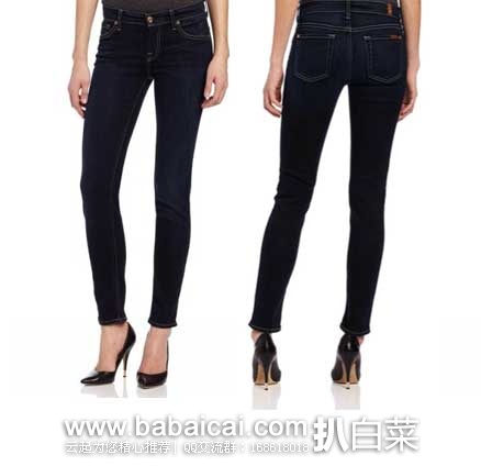 7 For All Mankind Slim Cigarette 女士修身弹力小脚牛仔裤 原价$189，现2.9折售价$54.38