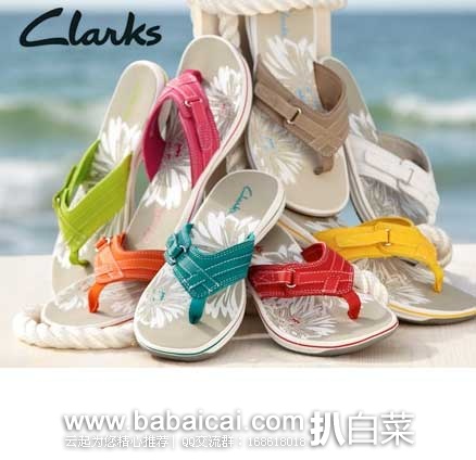 Clarks 其乐 Breeze Sea 女士真皮鞋面人字拖鞋 原价$50，现3.7折售价$18.89