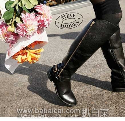 Steve Madden 史蒂夫·马登 Skippur 女式真皮长靴(原价$190，现2.8折$50.35)，公码8折后实付$40.28，史低