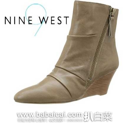 Nine West 玖熙 女士真皮防滑坡跟靴 原价$129，现3折售价$38.7