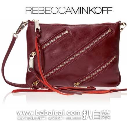 Rebecca Minkoff 瑞贝卡明可弗 女款 真皮斜拉链单肩挎包（原价$165，现5.3折$89.05），公码8折后实付$71.24