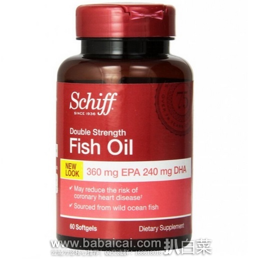 Schiff Omega-3鱼油软胶囊 1000mg*60粒现$11.99 用券7折+S&S新低$7.79