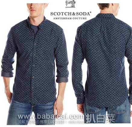 Scotch & Soda 苏格兰苏打 男士 千鸟格纹纯棉衬衫 原价$149，现2.1折售价$32.03