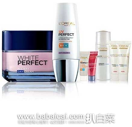 亚马逊中国：L’OREAL PARIS 巴黎欧莱雅 雪颜美白防晒护肤套装(日霜50ml+UV紫30ml)+小样5件套