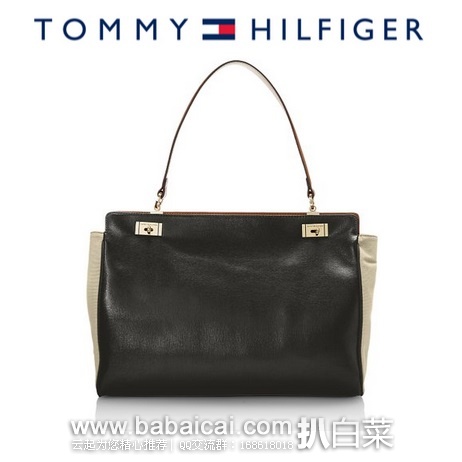 TOMMY HILFIGER 汤米希尔费格 女士真皮撞色单肩包 原价$168，现新低$59.99，直邮无税