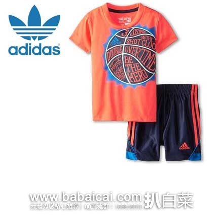 6PM：Adidas 阿迪达斯 Speed Set  男宝款 短裤体恤套装 原价$36，现4.1折售价$14.99