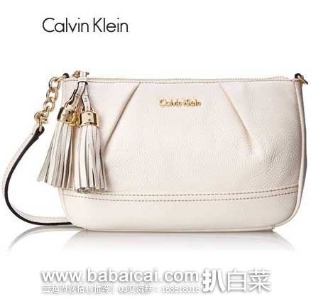 Calvin Klein 女士 优雅荔枝纹流苏牛皮单肩挎包（原价$168，现5.6折$94.9），公码8折后实付$75.59