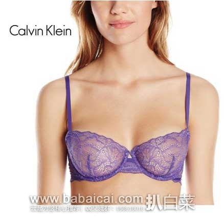 Calvin Klein Bare 女式蕾丝弹力性感文胸 原价$52，现3折售价$16.08