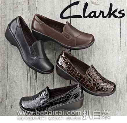 Clarks 其乐Esha Haven 女式蛇纹压花真皮休闲鞋 原价$80，现3折售价$24