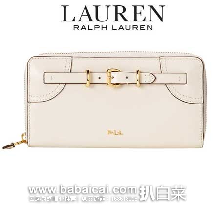 6PM：LAUREN by Ralph Lauren 拉夫劳伦 女款 长款真皮钱包 原价$158，现4折售价$63.20