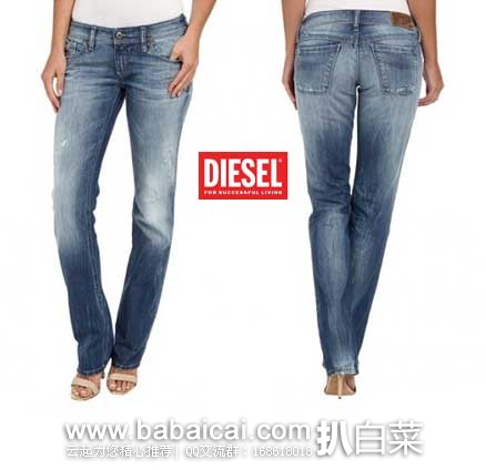 6PM：DIESEL 迪赛 女士 纯棉低腰直筒牛仔裤  原价$210，现2.4折售价$50.4，新低