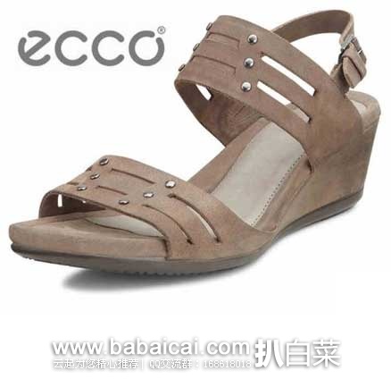 ECCO 爱步 女士 磨砂小牛皮坡跟凉鞋 原价$149.95，现5.2折售价$78.75