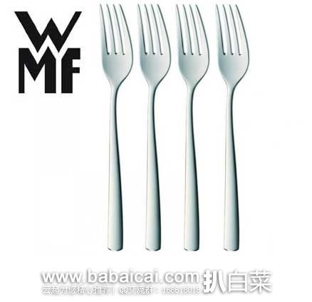 WMF 完美福 Bistro系列 不锈钢餐叉 4件套 原价$13.99，现7.9折售价$11.12