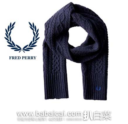 Fred Perry 弗莱德·派瑞 男士 羊毛针织麻花围巾 原价$75，现3.9折售价$29.25