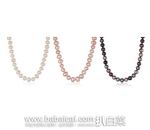 Sterling Silver 淡水珍珠项链*3条套装 原价$127，现$23.13，下单5折$11.57，直邮无税，运费$3.76