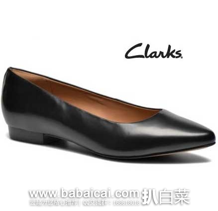 Clarks 其乐 女士 Corabeth Abby Flat 真皮浅口单鞋 原价$110，现黑色3.5折售价$38.5