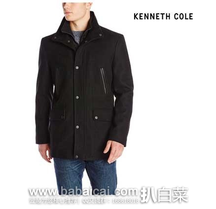 Kenneth Cole 凯尼斯柯尔 男士 羊毛混纺大衣 （原价$250，现售价$59.95），公码7折后实付 $41.57