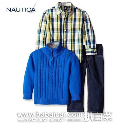 Nautica 诺帝卡 男童 纯棉服装三件套  （原价$59.5，现特价$21.99），公码7折后实付$15.39