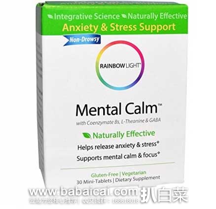 Rainbow Light Mental Calm 安神舒缓 膳食补充剂 30片  原价$14.99，现售价$7.13，新低