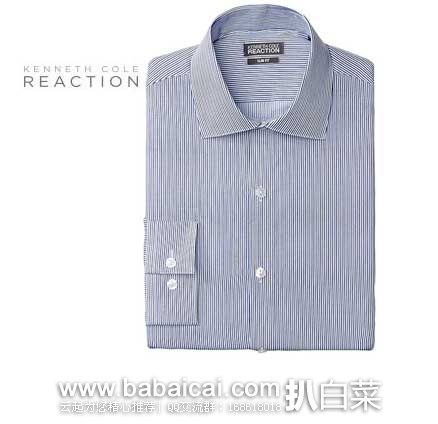 Kenneth Cole Reaction 肯尼斯柯尔 男士 修身 纯棉细条纹衬衫 原价$59.5，现1.7折售价$9.99