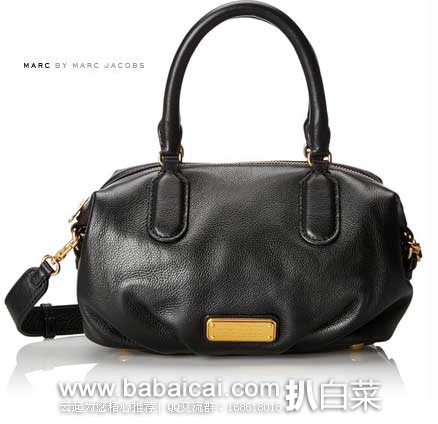 Marc by Marc Jacobs New Q 马克雅各布黑色真皮水桶包 （原价$378，现售价$199.67），公码7折后实付$139.77