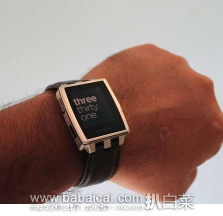 英国亚马逊：Pebble Steel Smartwatch – Brushed Stainless 金属版 防水 智能手表 现售价£79.99，直邮退税后实付£66.66