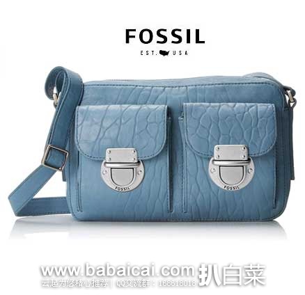 Fossil 化石 女士 Riley Top-Zip Cross-Body Bag 真皮斜挎包 原价$168，现2.6折售价$43.68，新低