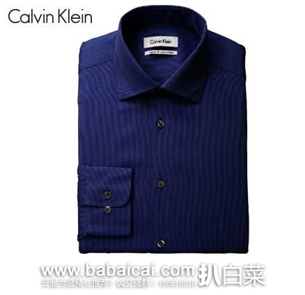 Calvin Klein Textured 男士 正装 纯棉竖纹衬衫 原价$69.5，现3.5折售价$23.99