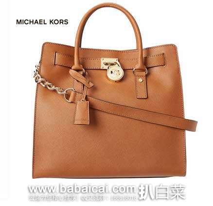 西班牙亚马逊：Michael Kors 汉密尔顿 女款 经典系列 真皮链条锁头包（原价€325，现特价€199），公码9折后实付€148.01