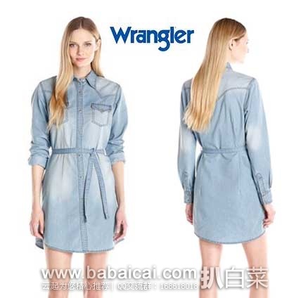 Wrangler 女士 长袖浅色 牛仔连衣裙  原价$48，现特价$20.84