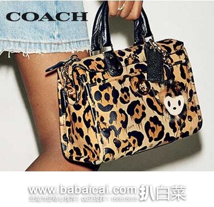 6PM：COACH 蔻驰 女士 真皮豹纹印花 单肩女包 原价$395，现特价$184.99