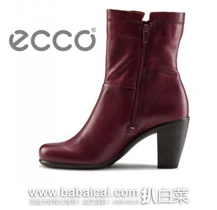 6PM：2015新款 ECCO 爱步 女士 触感系列 Touch 75真皮粗跟中帮靴 原价$200，现售价$80