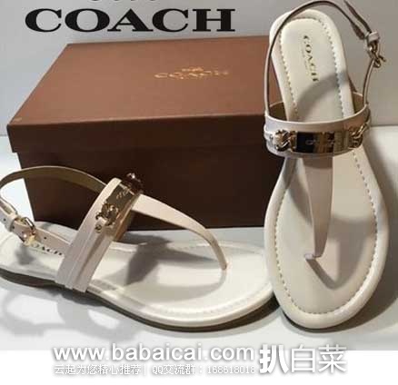 6PM：COACH 蔻驰 Caterine 女士 真皮 夹脚平底凉鞋  原价$98，现特价$49.99