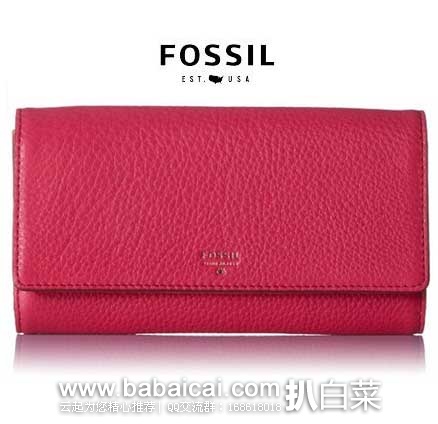 Fossil 化石 女士  Sydney Flap Wallet  真皮翻盖钱包 原价$80，现售价$32