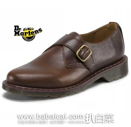 6PM：Dr. Martens 男士 Padraic Monk Shoe 真皮休闲鞋 （原价$130，现4.2折售价$54.99），公码9折后实付$49.49