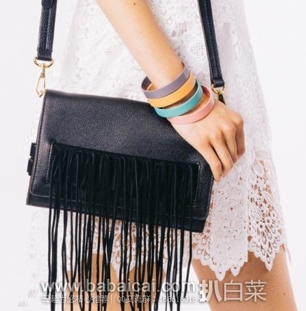 6PM：Rebecca Minkoff 瑞贝卡明可弗 女士 Heavy Laced Clutch 流苏单肩包 原价$275，现4折售价$109.99