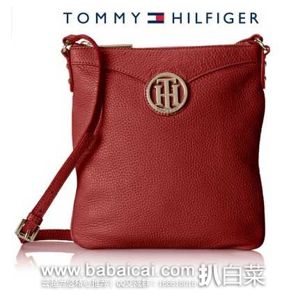 Tommy Hilfiger 汤米希尔费格  女士 真皮斜挎包 原价$58.06，现售价$34.3