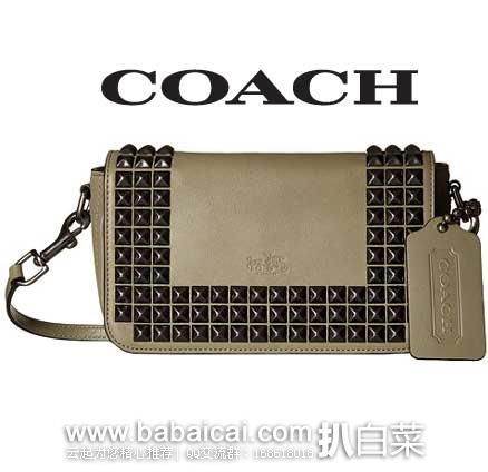 6PM：Coach 蔻驰 女士 真皮 铆钉斜挎包  原价$248，现特价$119.99