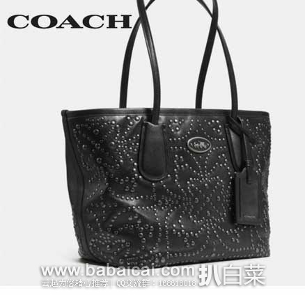 COACH 蔻驰 女士 经典烫金小马车真皮铆钉手提包