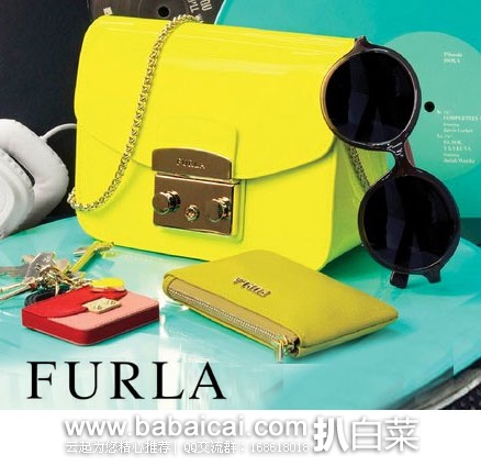 6PM：FURLA 芙拉 Metropolis Mini Crossbody 女士 小牛皮经典荧光黄小猪包   原价$348，现特价$209.99