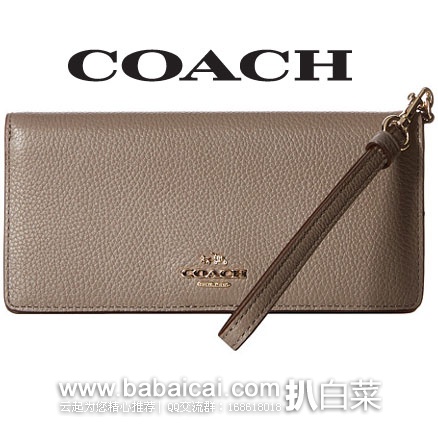 6PM：Coach 蔻驰 Slim Wallet 女士 真皮长款钱包 原价$150，公码9折后实付$67.49