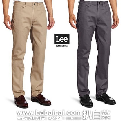 LEE 李牌 Uniforms Slim straight 修身休闲裤 原价$58，现$15.99，到手仅￥160