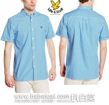 英国亚马逊：LYLE & SCOTT 苏格兰金鹰 男士纯棉短袖衬衫 现降至£24.09起，直邮退税后实付£20.08