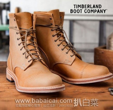 6PM：Timberland 天木兰 Boot Company 男款 野牛皮9孔系带高帮靴（原价$425，现$129.99），公码9折$116.99