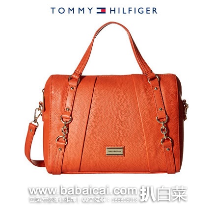 6PM：Tommy Hilfiger 汤米希尔费格 大号 真皮手提斜挎包 原价$168，现降至$49.99