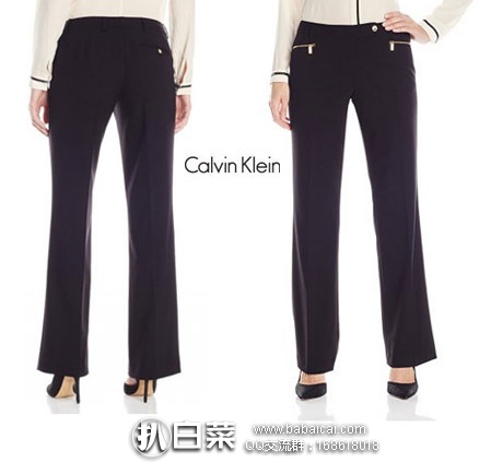 Calvin Klein 女士  Straight-Leg Suit Pant 直筒西裤  原价$80，现3折$23.85