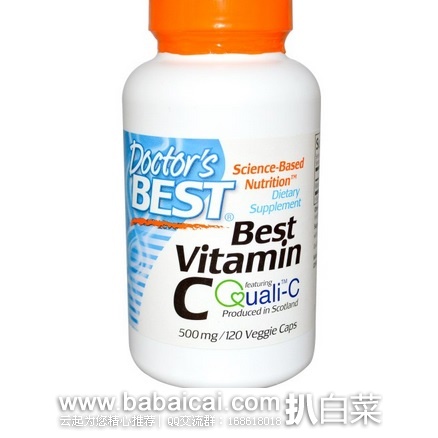 iHerb：Doctor’s Best 医生最佳维生素C胶囊 120粒 原价$18，现特价$9.24，凑单直邮包邮到手约￥62